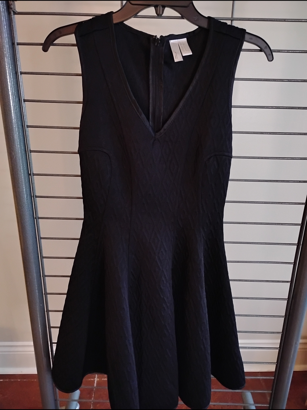 Forever 21 Black Textured V-Neck Skater Dress